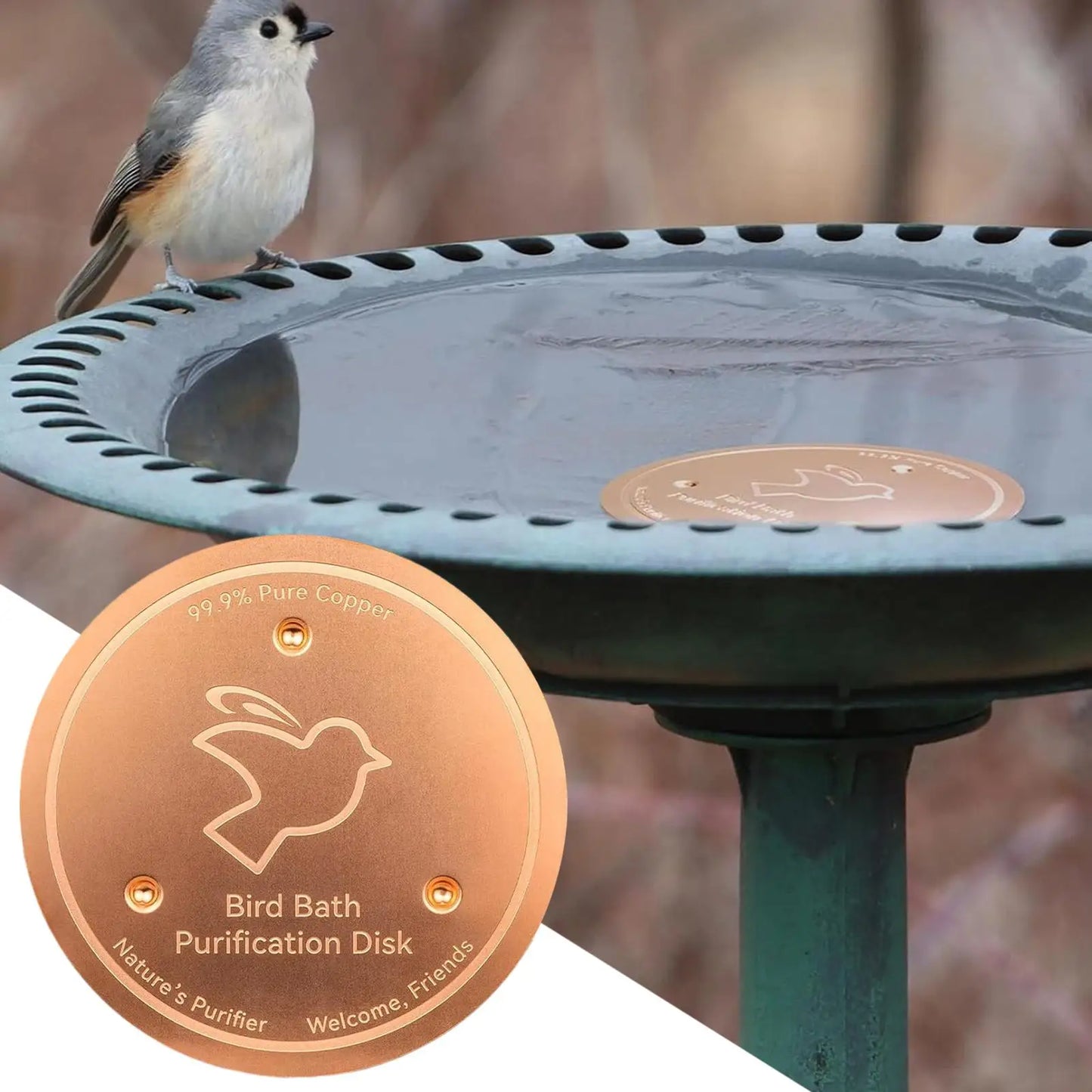 Bird Bath Copper Disk bird bath purification tray Metal Cleaner Disks Feeder Accessories For Water Bowl