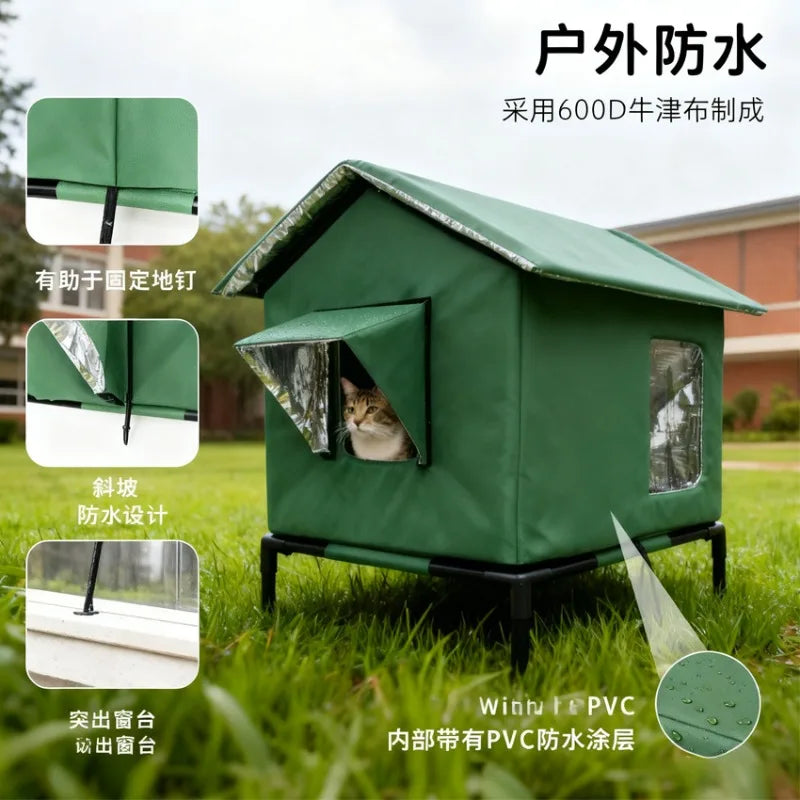 Outdoor waterproof cat house, detachable and height increasing waterproof stray cat house, foldable winter cat nest, pet nest