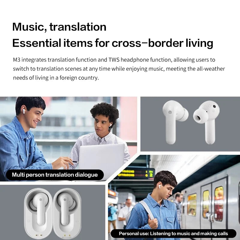 Timekettle M3 Translator Earbuds Bluetooth Real Time Simultaneous Headphones Instant Voice Translate Device for Business Travel