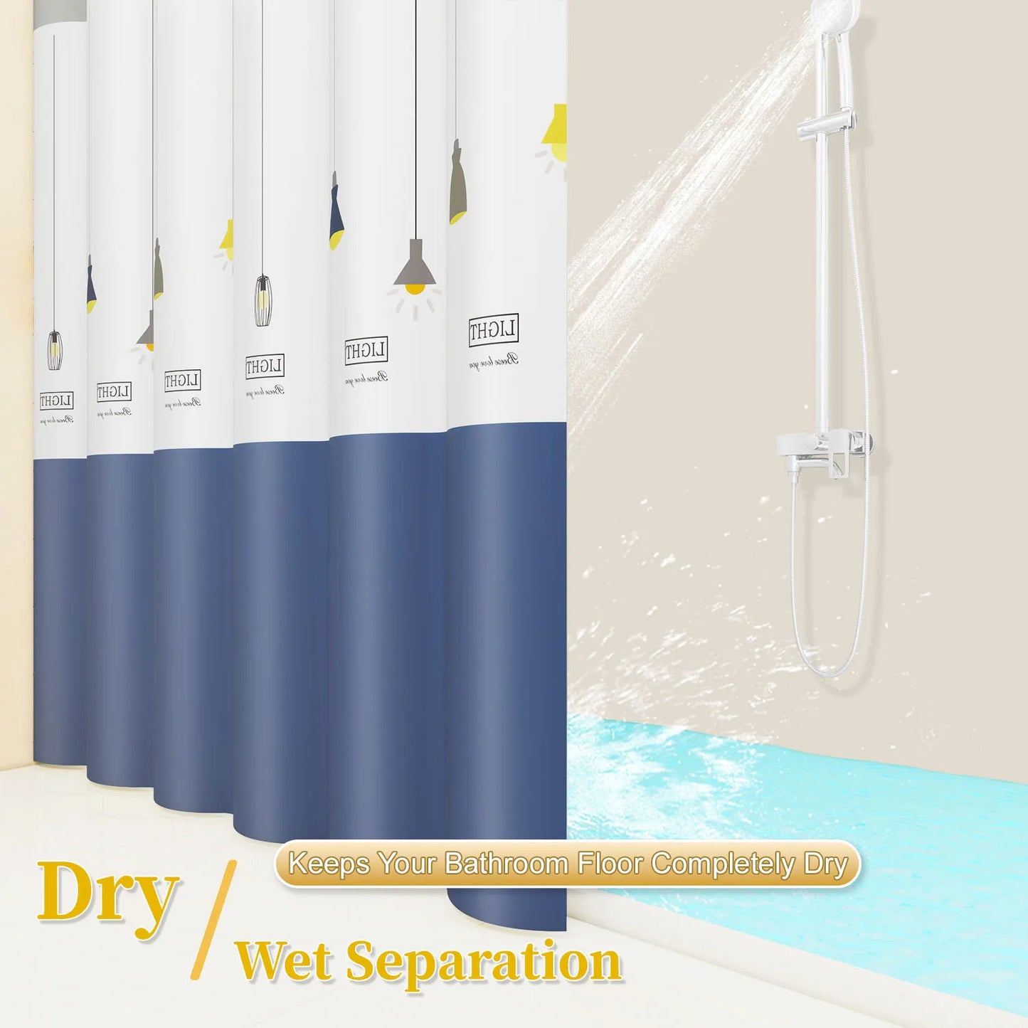 1pc Cute Chandelier Kids Shower Curtain Funny Cartoon Waterproof PEVA Bathroom Decor
