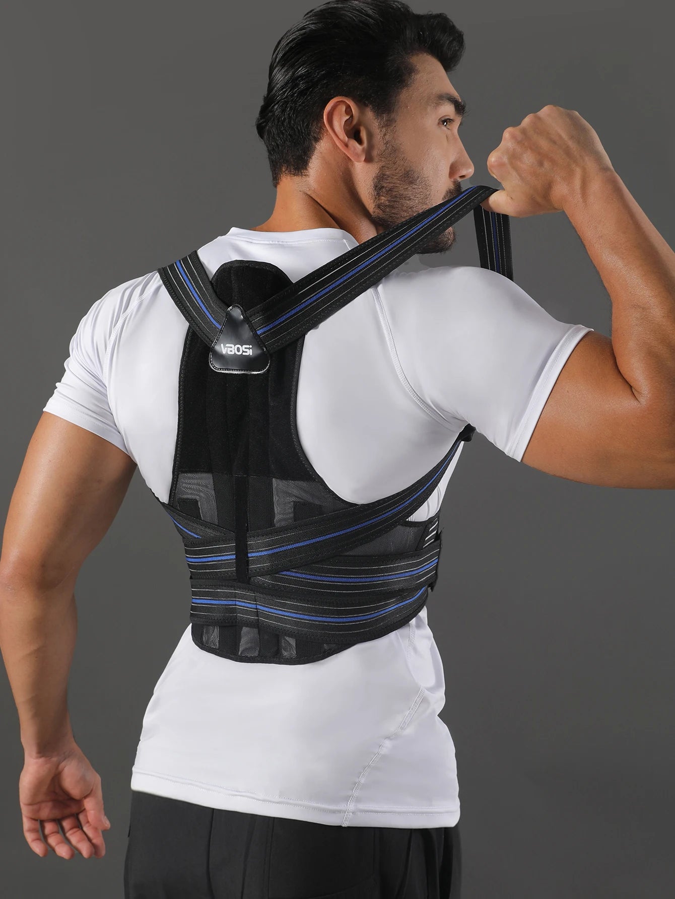 VBOSi Women Men Adjustable Breathable Back Support Posture Corrector with Metal Stays