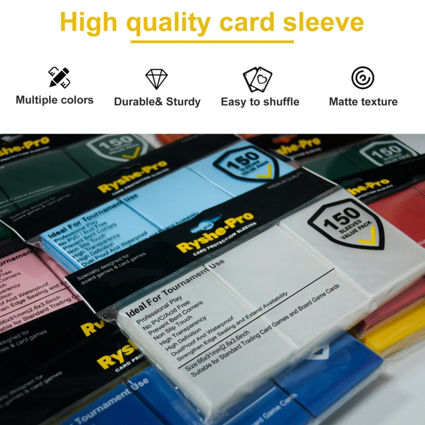 100PCS 66x91mm Matte Standard Size Card Sleeves TCG Trading Cards Protector For Tarot Shield Board Games Magical Cover PKM