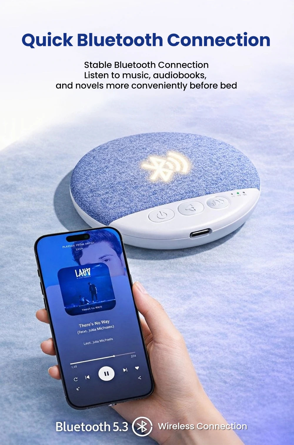 Mini Ultra Thin Bluetooth 5.4 Sleep Aid Speaker HiFi Stereo White Noise Multi-Functional under Pillow Home Sleep Timer Audio