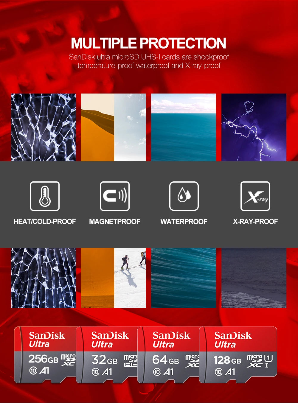 100% Original SanDisk Micro tf SD Card Class 10 TF Card 32GB 64GB 128GB Memory Card for Phone Tablet Flash Card