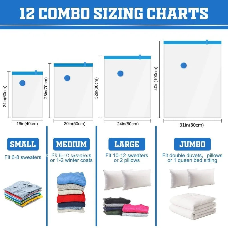 1-10pcs Thickened Vacuum Compression Bag,Transparent Quilt Vacuum Bags, Storage Bags, Household Clothing Storage and Sorting Bag