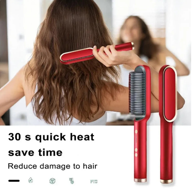 New Dual-Purpose Heated Straightening And Curling Comb With Negative Ions That Won’T Damage Your Hair Hair Straightenercomb