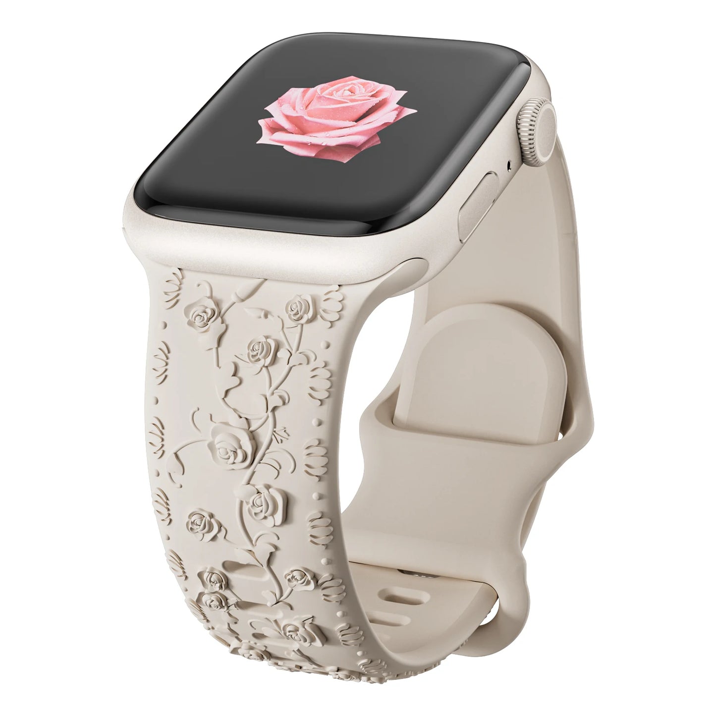 For Apple Watch Band 42mm 41mm 40 45mm 49mm 44mm Floral Engraved bracelet correa for iwatch series11 10 9 7 SE 6 8 Ultra 2 Strap