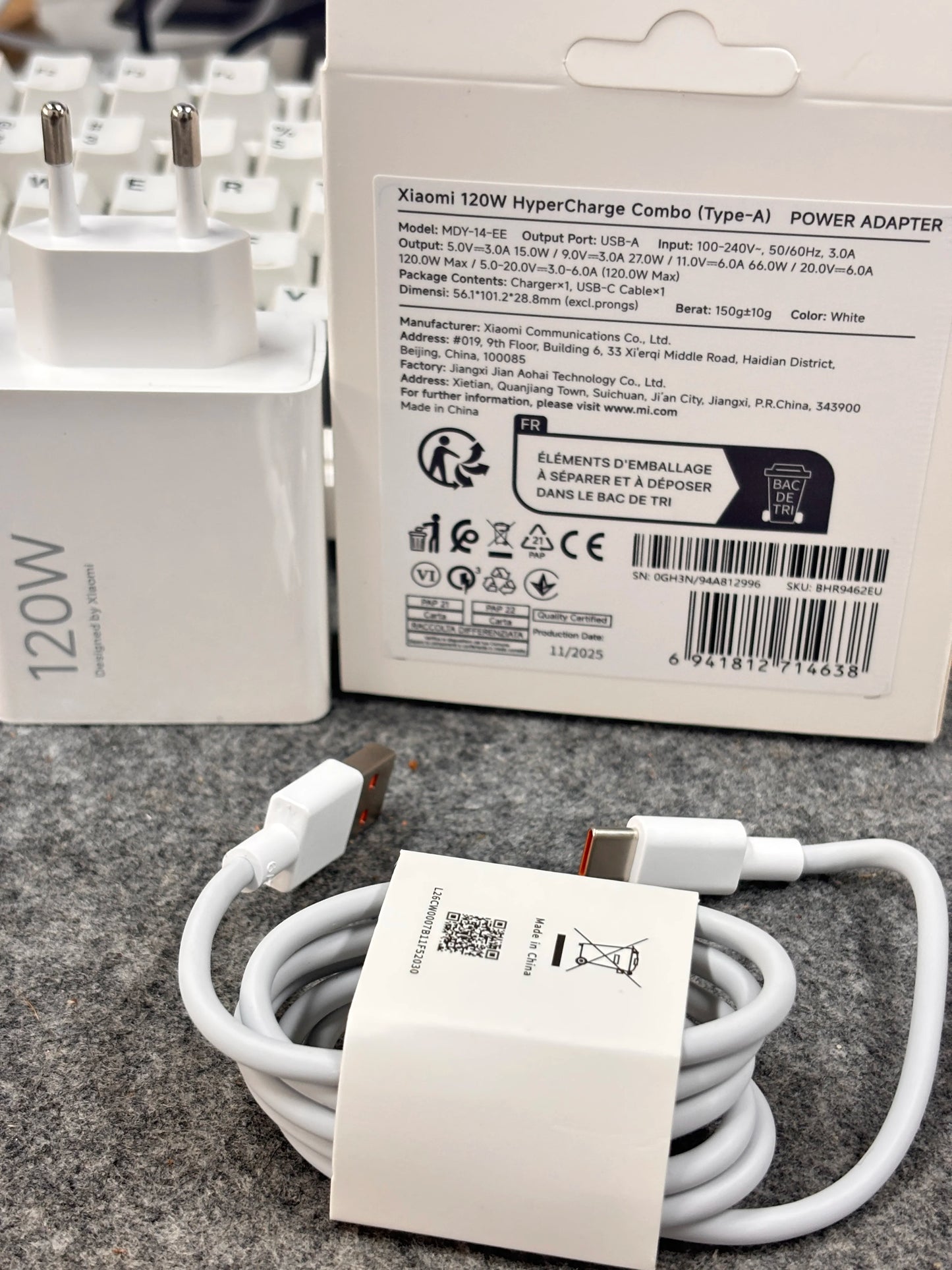 Original  Xiaomi 120W Charger Turbo Charge EU US Adapter 1M 6A Usb Type C Cable For Poco X5 X4 F5 Pro Mi 13 12 11 Lite Mix Fold