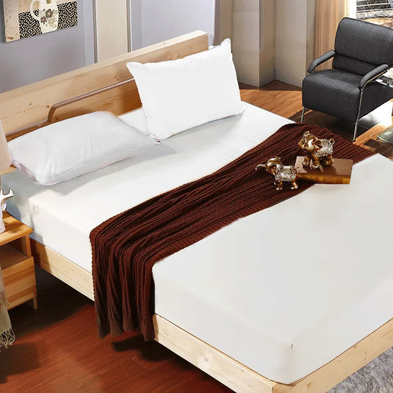 1Pc High Quality 100% Polyester Solid Color Fitted Sheet Mattress Cover Four Corners With  Elastic Band Bed Sheets