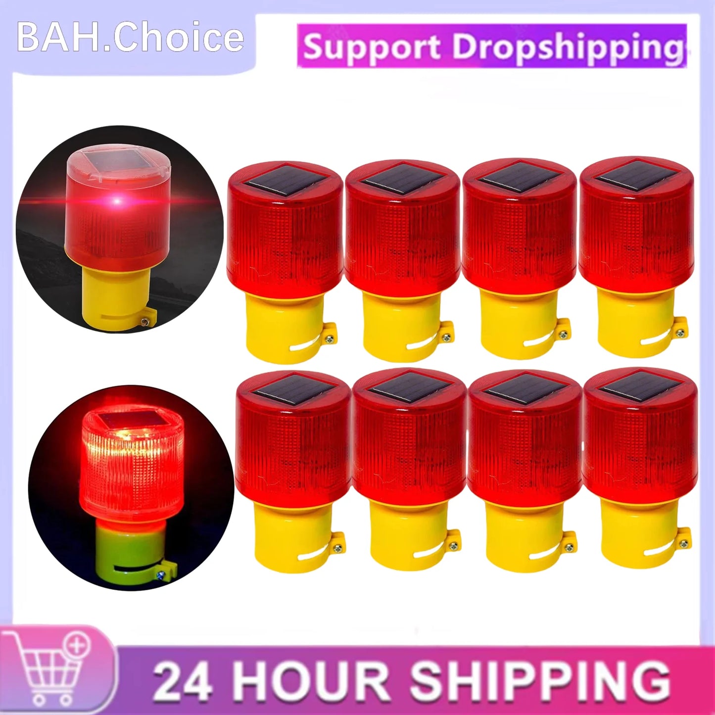 1/8Pcs Strobe Signal Warning Solar Light Flashing lights for fence construction Ceiling Security Alarm Flashing Lamp
