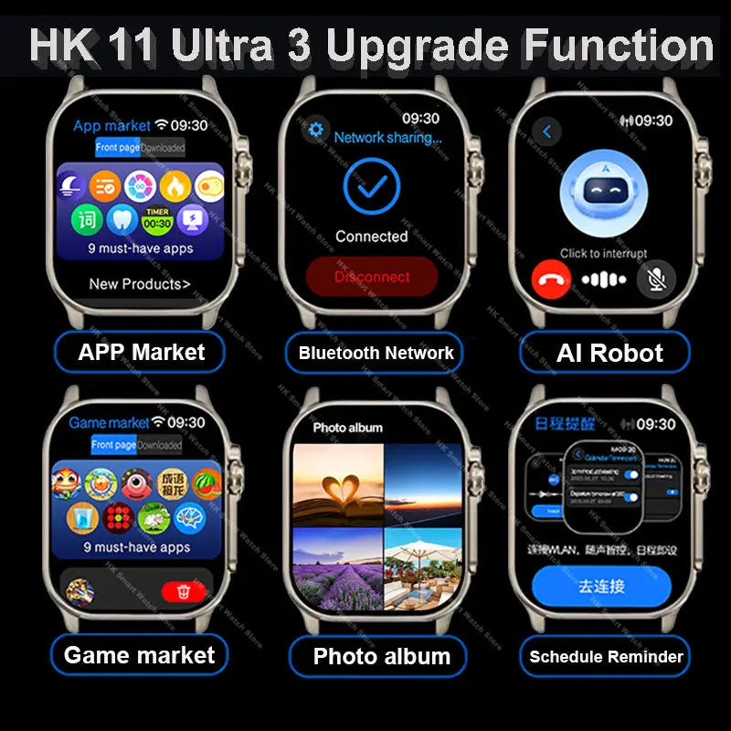 2026 New HK 11 ULTRA 3 Max Smartwatch 49mm AMOLED 4G ROM AI Robot Bluetooth Network Call Clock NFC Compass Smart Watch Men Women