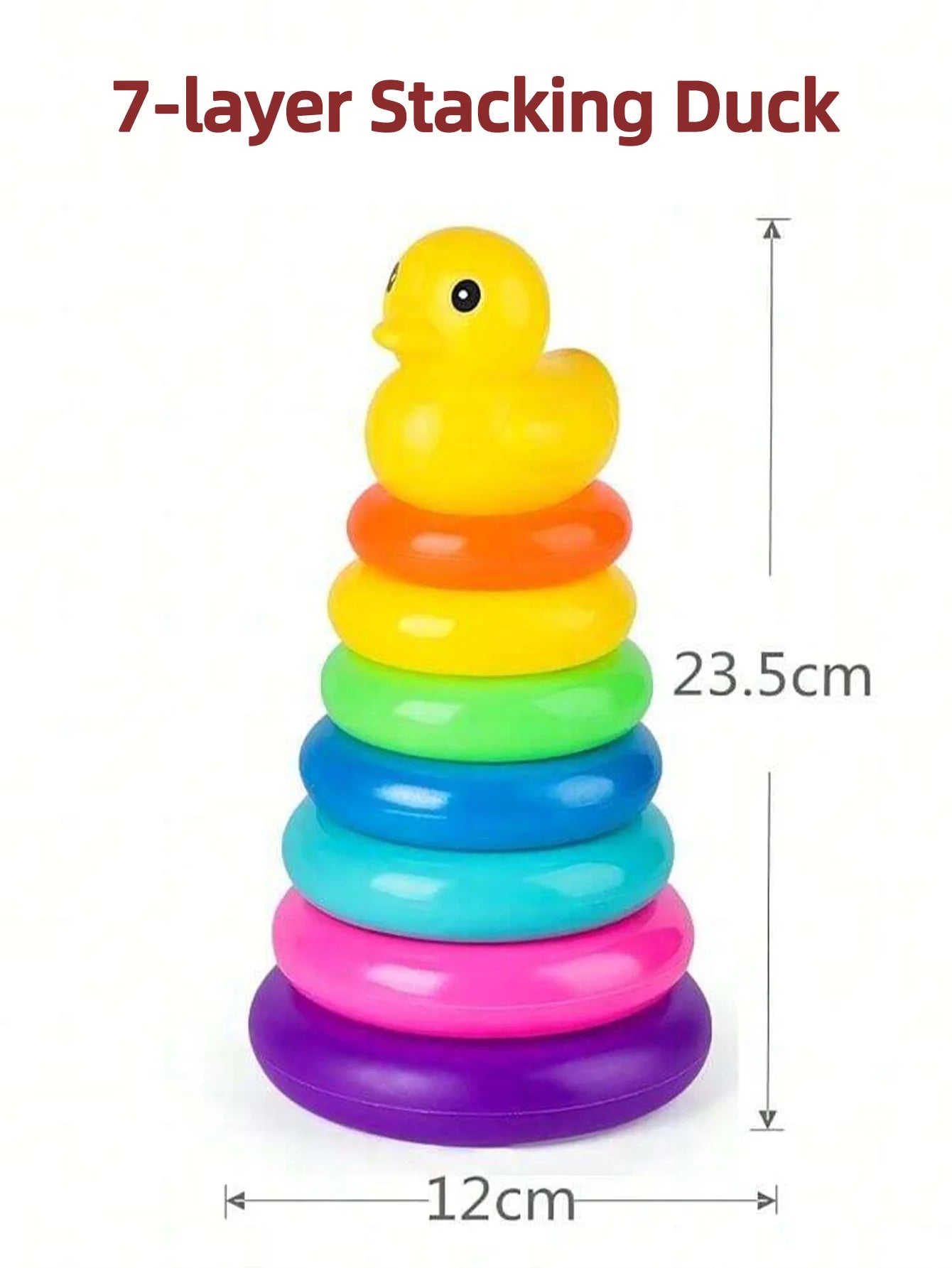 Yellow duck Rainbow Tower Stacked Circle toy plastic rainbow Circle toy  Circle toss toy Interactive game Birthday gifts
