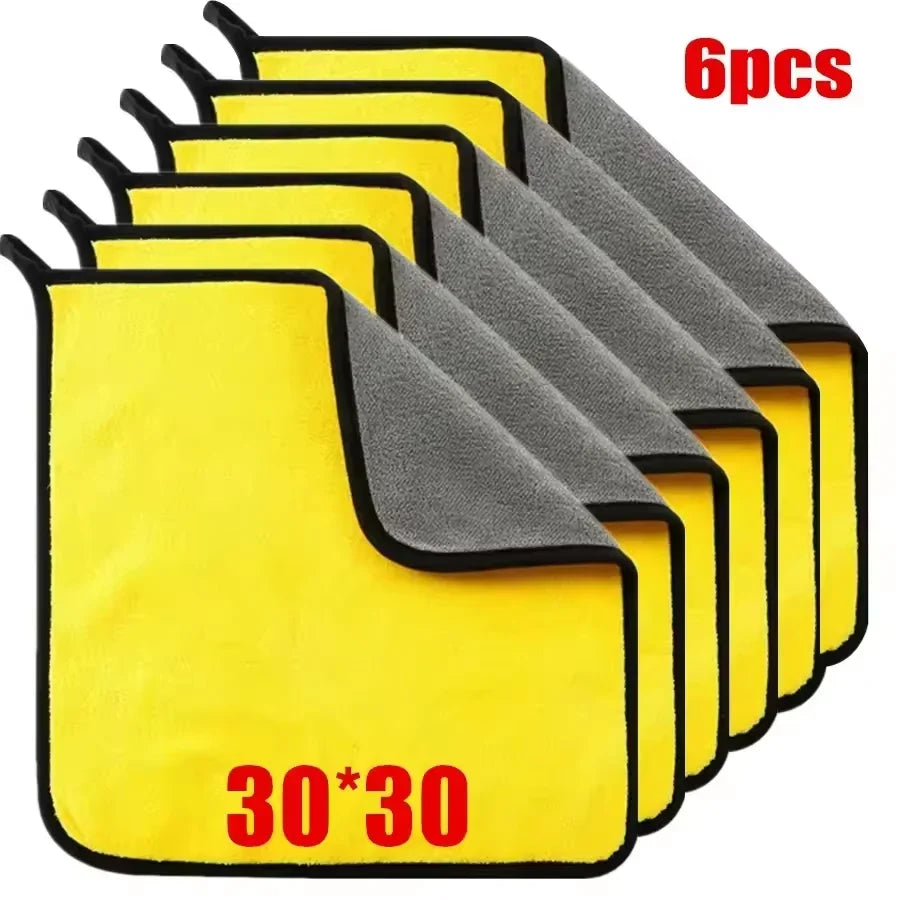 Double Layer Wash Cloth Microfiber Car Cleaning Towels 30X60cm 1/2/3/6/10pcs Soft Quick Drying for Windows Mirrors Wiping Rags