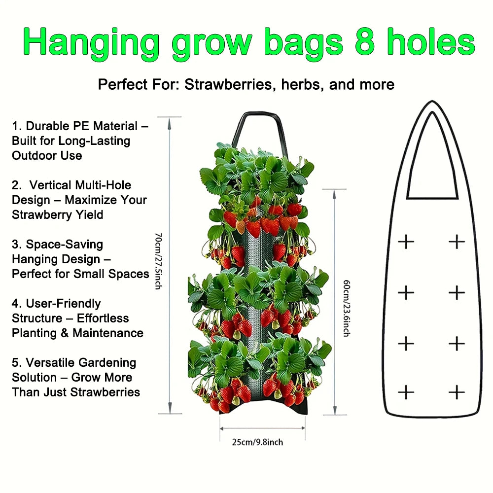 Hanging Grow Bags for Strawberries & Tomatoes Hanging Planting Grow Bag Vertical Multi-Pocket for Herbs & Flowers Garden Gift
