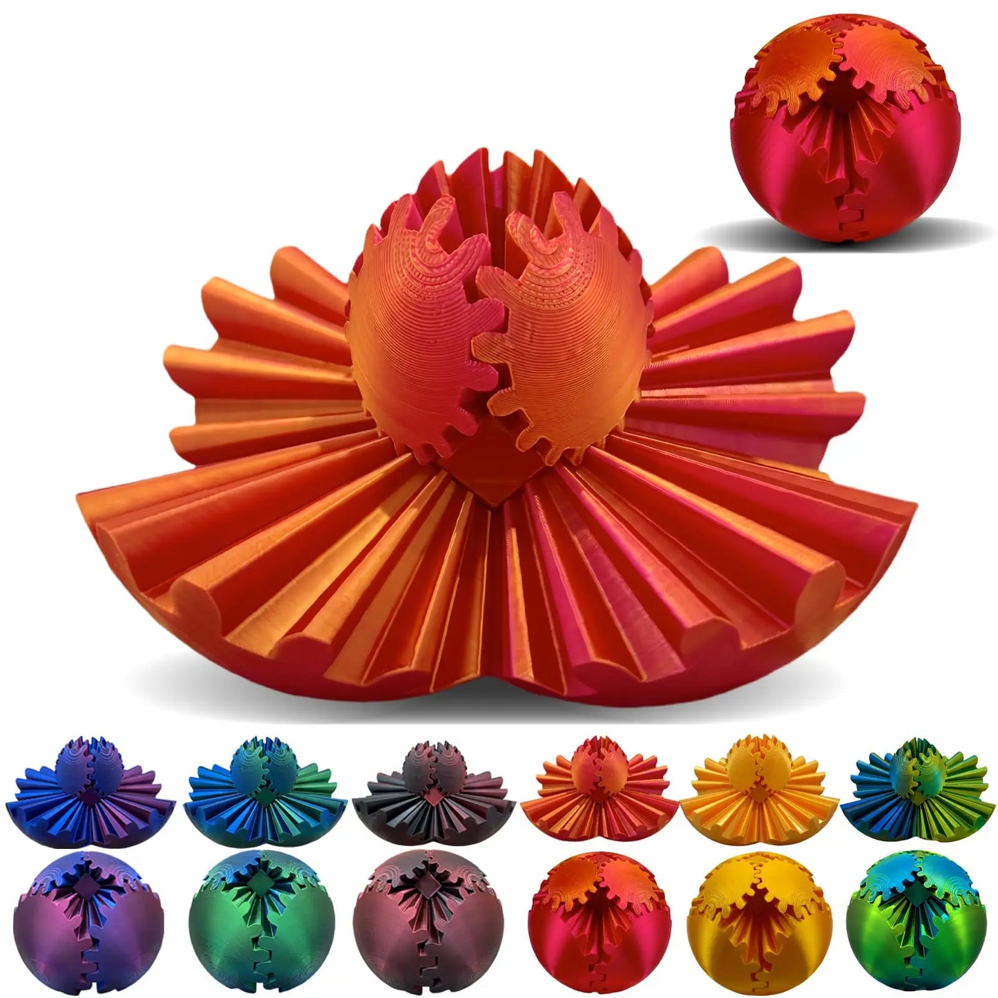 Gear Ball 3D Printed Spin Ball Cube Sphere Fidget Toy for Stress Anxiety Relief Stress Sphere Desk Toy for Adults Kid Gift