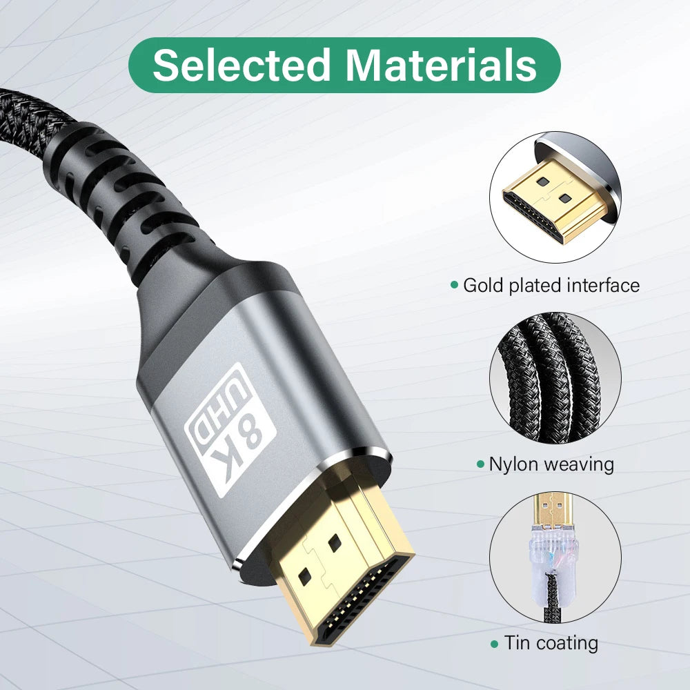 Ultra High Speed HDMI Cable For TV Laptop PC PS4 PS5 Nintendo Switch 8K 60HZ 4K 120HZ HDR HDCP 5M 7M 1 2 3 5 7 Meters Long Cord