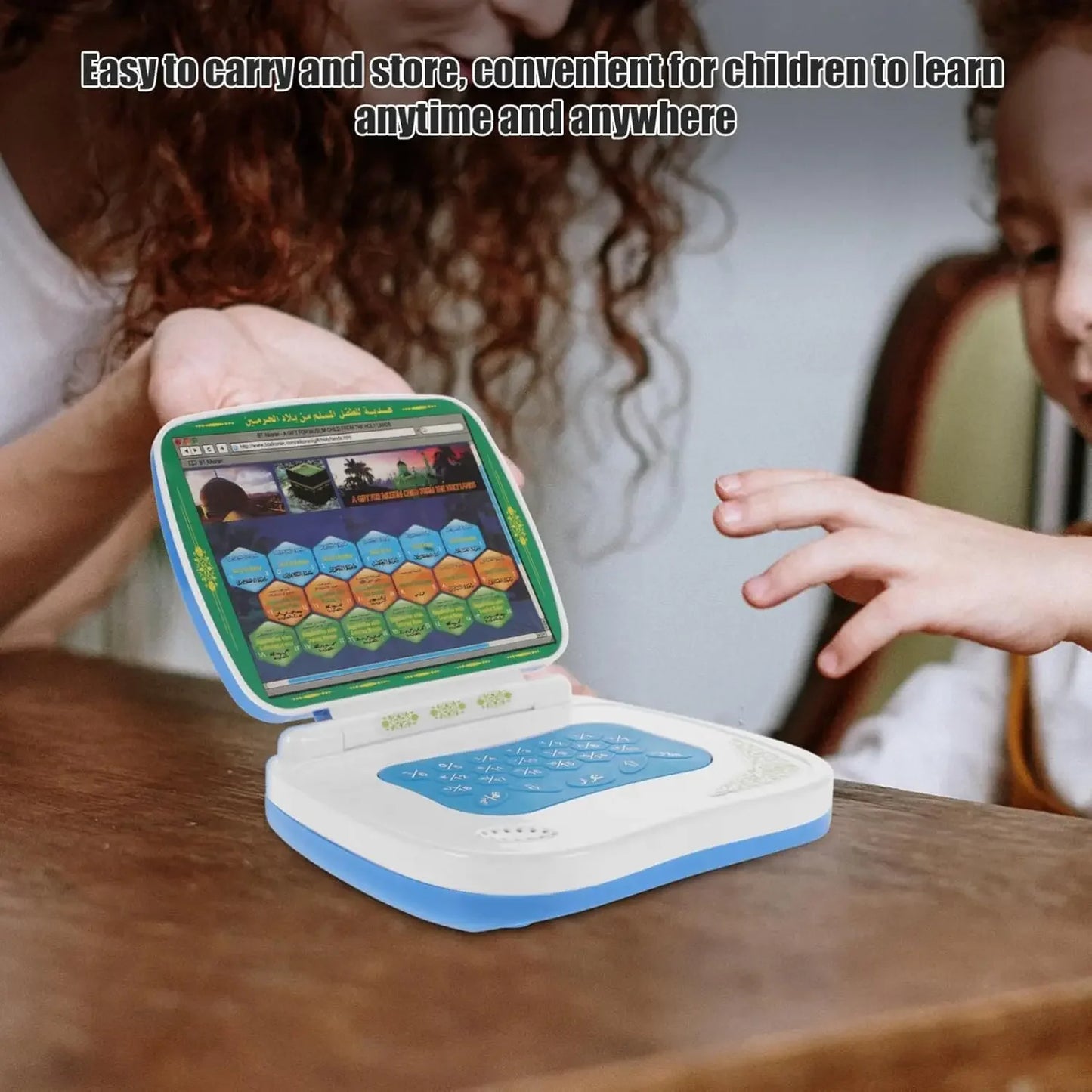 Foldable Quran Learning Tablet for Kids - Islamic Educational Toy Blue Color, Audio Quran Reader, Muslim Children Religious Gift