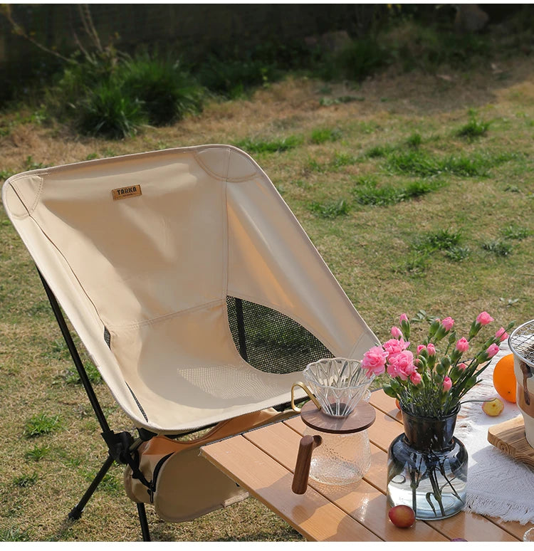 TARKA Ultralight Foldable Camping Chair Set - Portable Backpacking Moon Chairs for Garden Picnic Beach Fishing