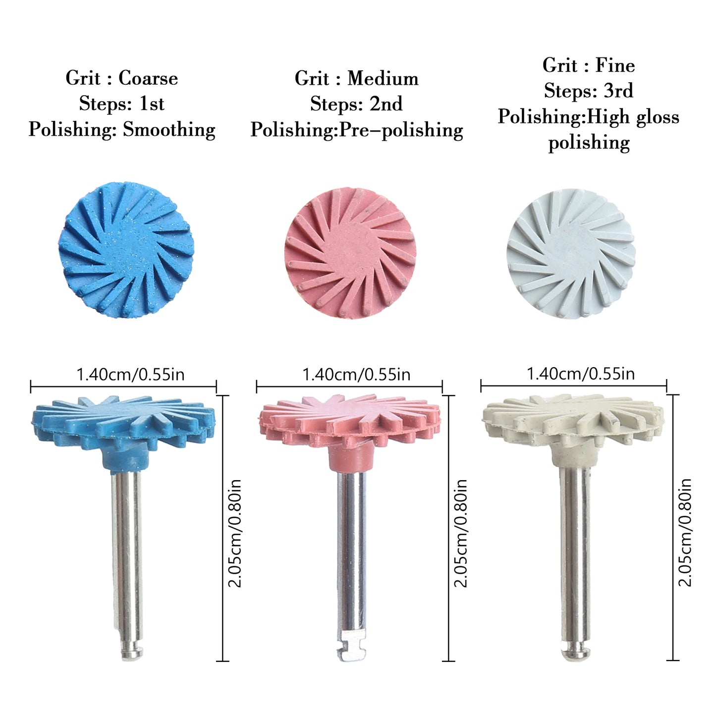 6Pcs/Set Dental Rubber Polisher Composite Resin Polishing Discs Diamond System Burs RA Dentistry Polish Wheel Spiral Flex Tools