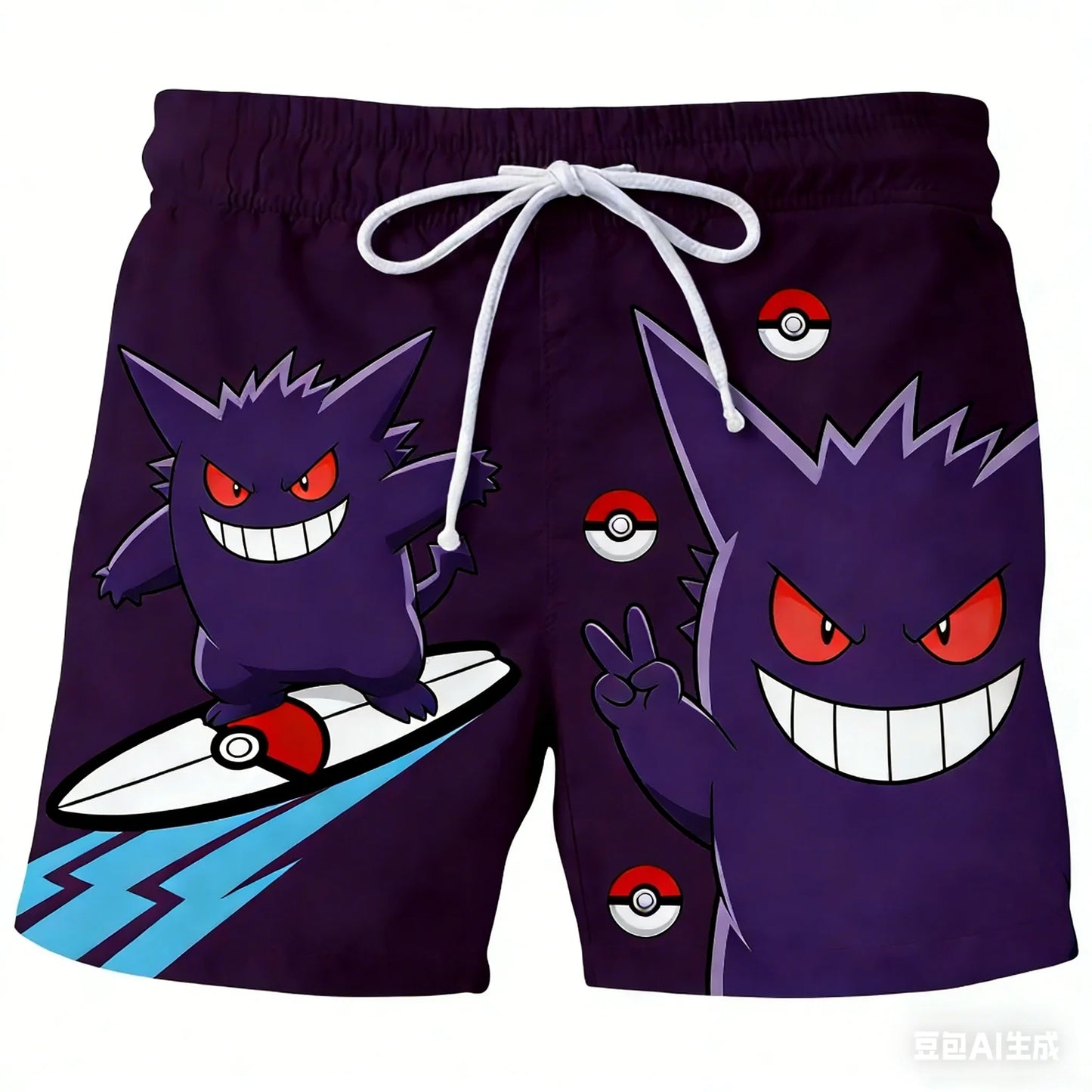 Adult and Children's Pokémon 6, Classic Pokémon 3D Printed Shorts, Perfect for Summer Water Play and Commuting Vibes!