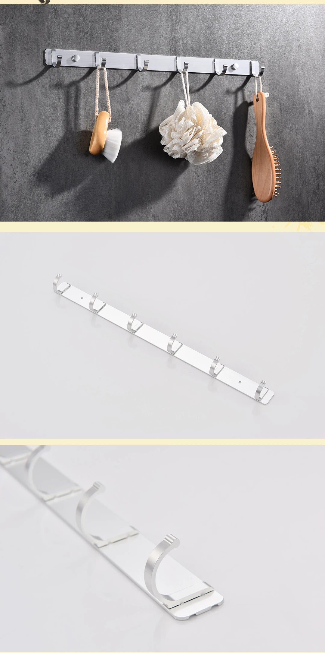 Space Aluminum With Multiple Robe Hooks Hanging Clothes Key Storage Hooks Save Space Towel Rack With Hook Bathroom Accessories