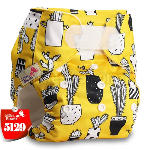 [Littles&Bloomz] Baby Washable Reusable Real Cloth STANDARD Hook-Loop Pocket Nappy Diaper Cover Wrap, suits Birth to Potty
