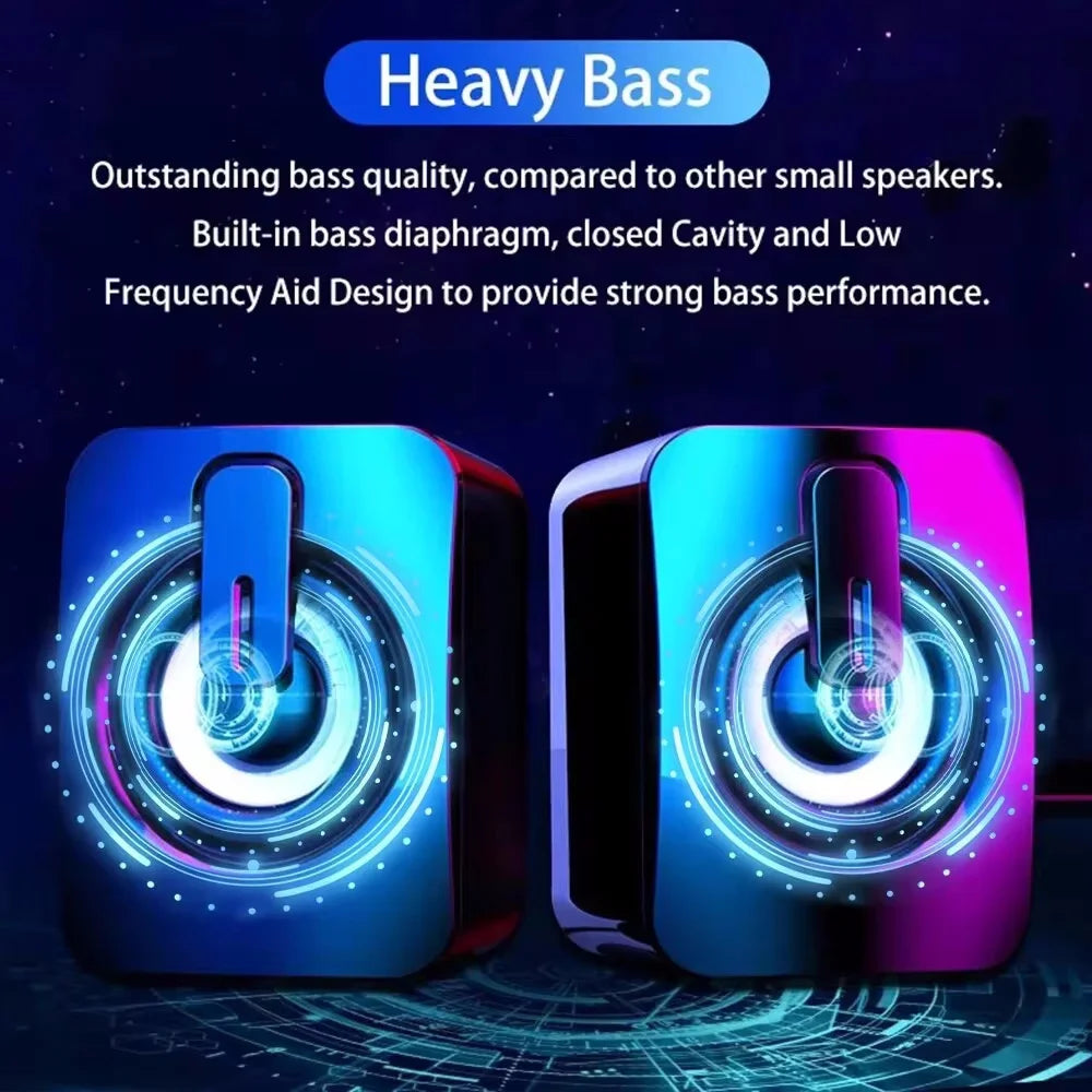 Computer Speakers PC Sound Box HIFI Stereo Microphone with LED Light for Desktop Computer Surround Music RGB Gaming Speakers
