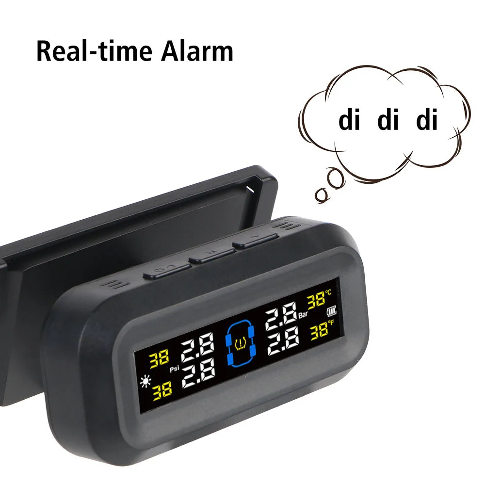 Tire Pressure Monitoring System Temperature Warning New C External Battery Version Sensors Solar TPMS Car Tyre Pressure Monitor