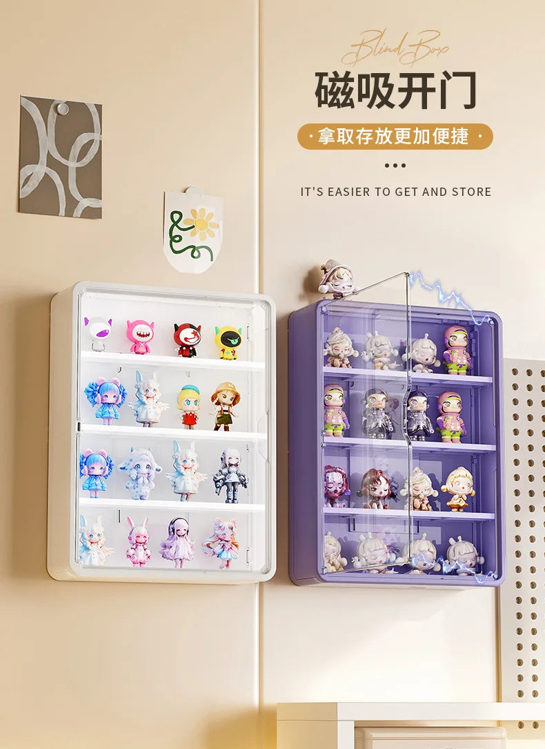 Wall Mounted Storage Box For Action Figures Magnetic Suction Display Rack Organizer for Blind Box Toy Dustproof Doll Storage Box