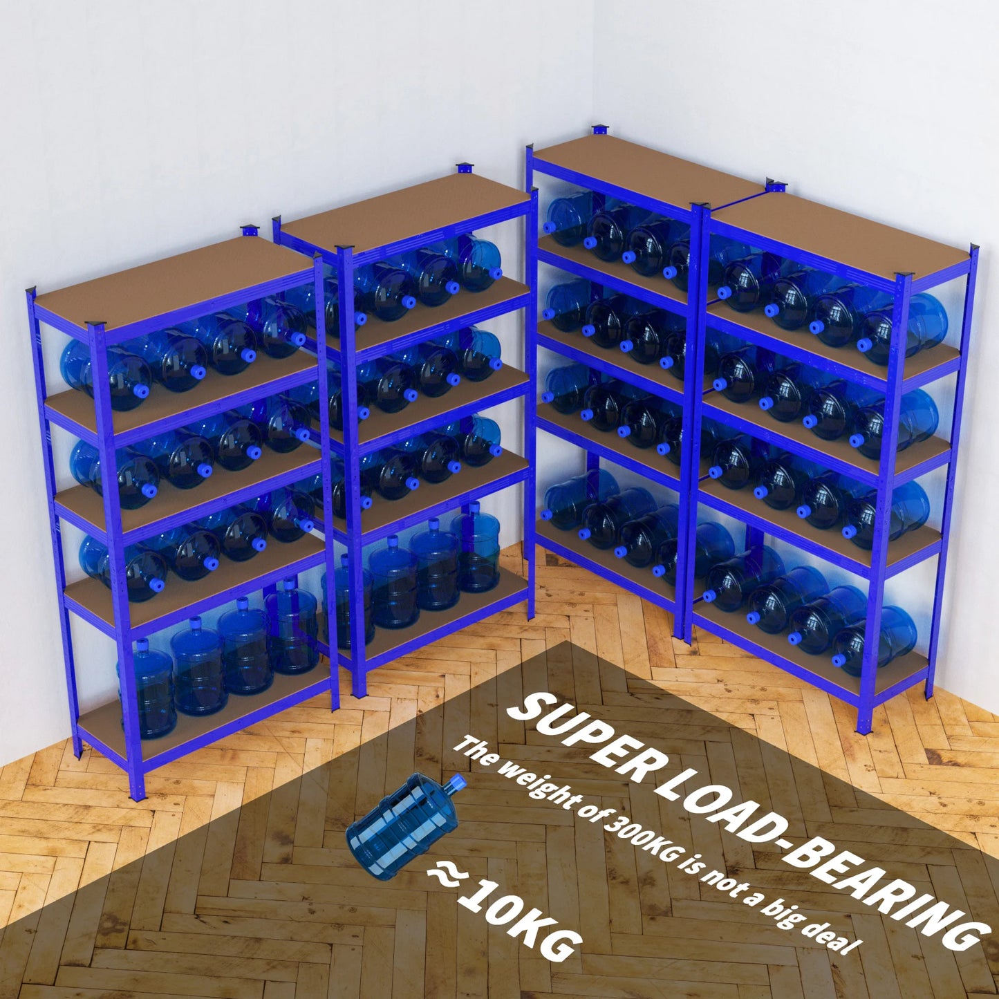 Adjustable Height Layout 5-Tier Heavy Duty Shelf 875kg Boltless Metal Rack Tool Free Assembly for Garage Warehouse Storage