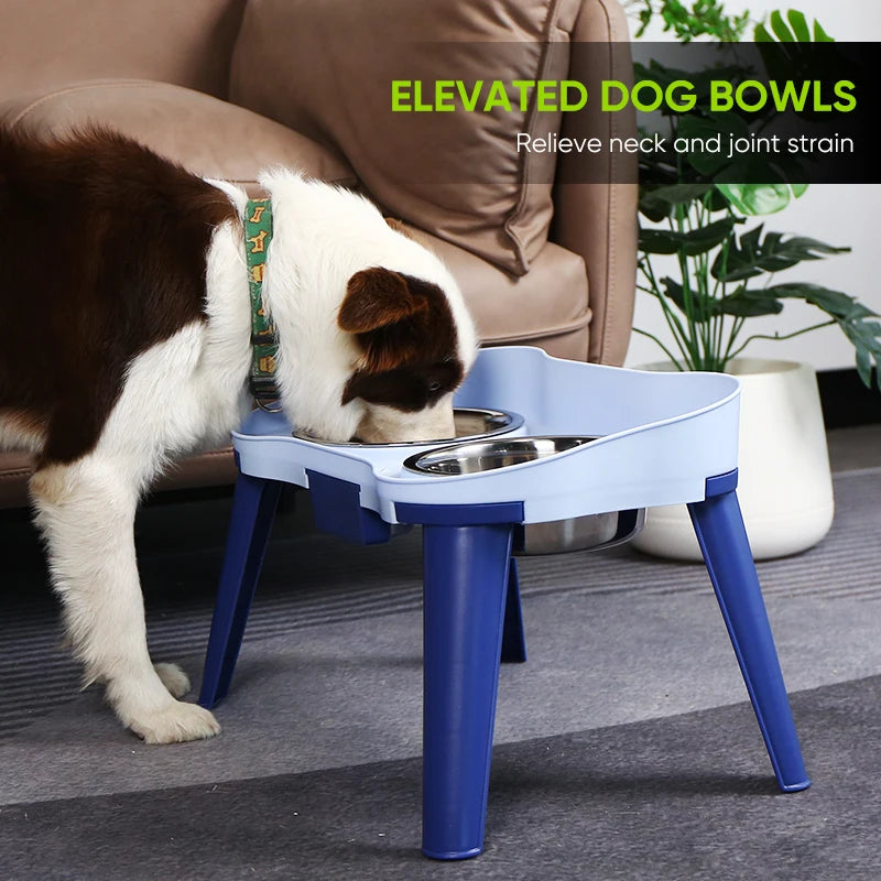 Elevated Dog Bowl Holder, Adjustable Non-Slip Waterproof Gradual Collection Stainless Steel Pet Feeder for Dogs and Cats