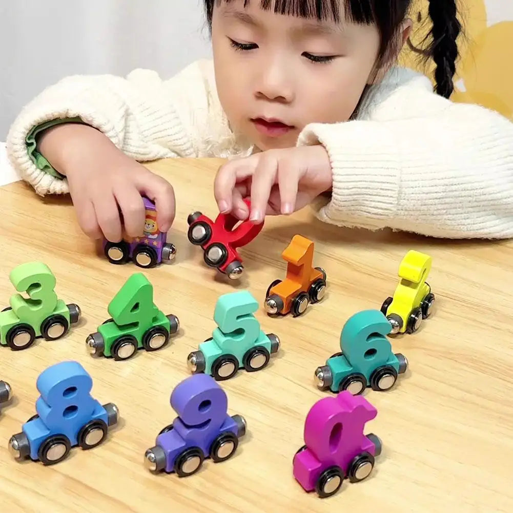 Colorful Building Blocks Number Digital Magnetic Wooden Train Toys Educational Hand-eye Coordination Magnetic Digital Train