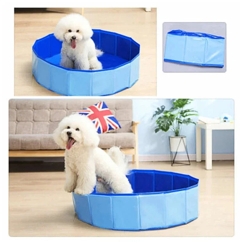 Portable Foldable Outdoor Pet Cleaning Pool - Hard Plastic Swimming & Bathing Tub - Ideal for Pet Baths & Kiddie Fun