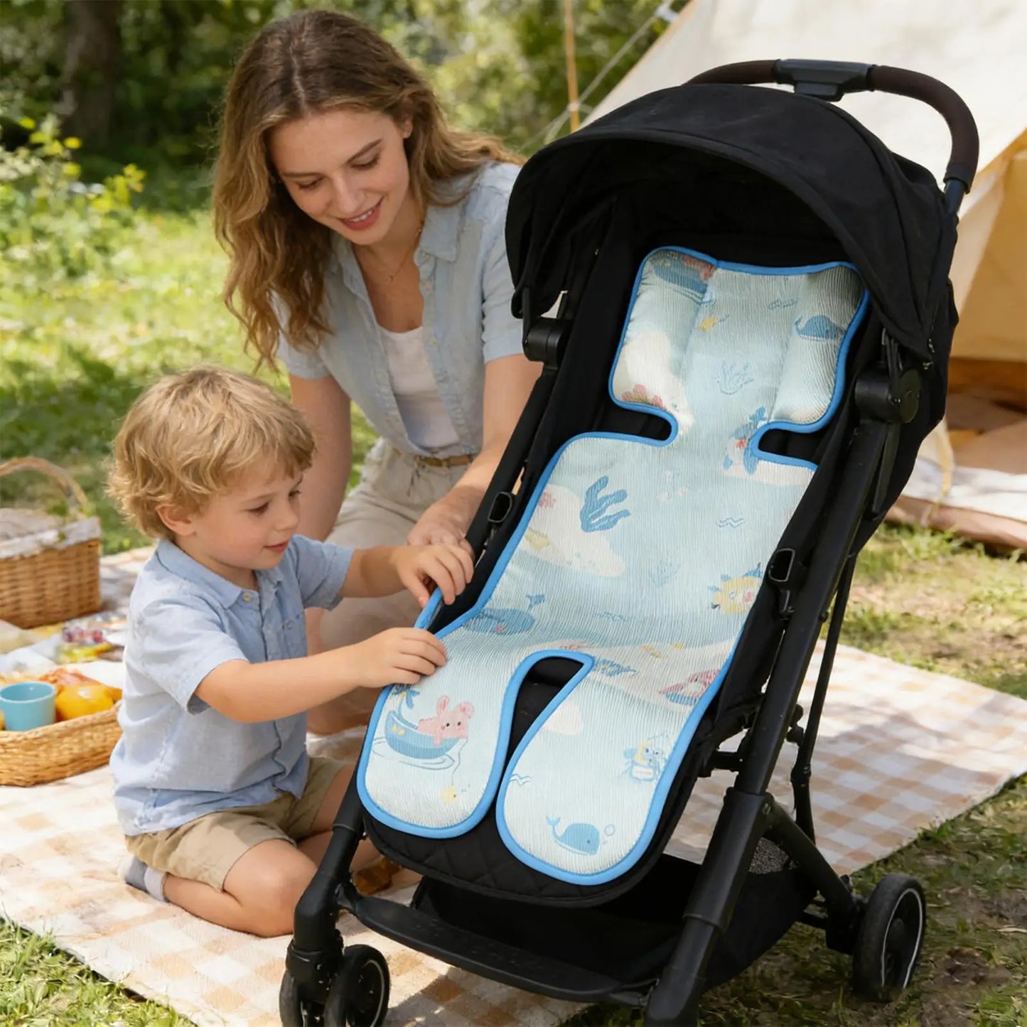 Breathable Stroller Cooling Pad Adjustable Kid Car Seat Liner Cooler Pad For High Chair Bassinet Swing Outdoor Travel Beach