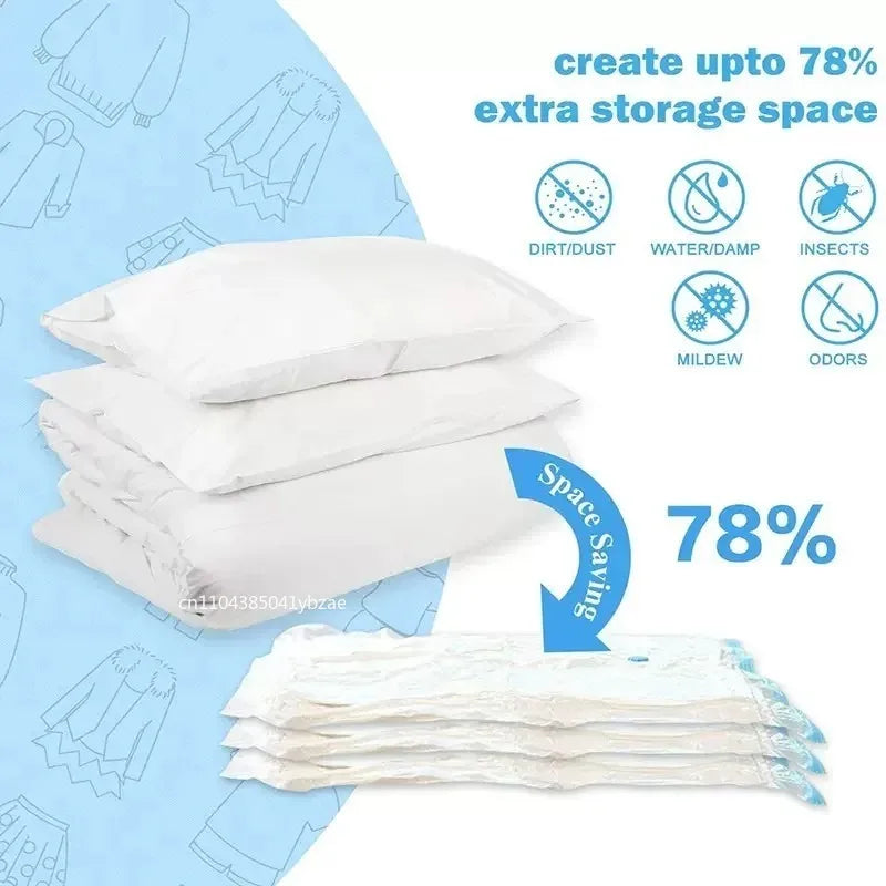 1-10pcs Thickened Vacuum Compression Bag,Transparent Quilt Vacuum Bags, Storage Bags, Household Clothing Storage and Sorting Bag