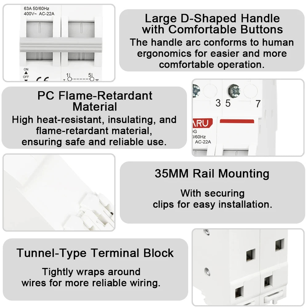 Din Rail 2P 40A 63A AC400V 50/60Hz Modular MTS Dual Power Manual Transfer Switch Isolating Discounnecting Switch Circuit Breaker