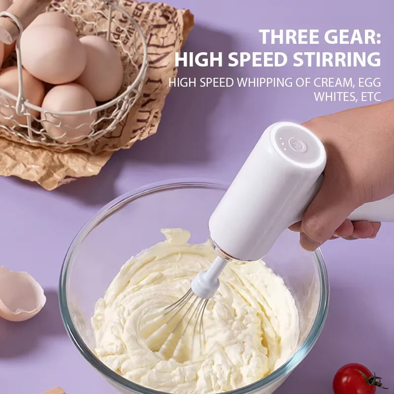 Handheld Electric Egg Beater Wireless Rechargeable Milk Frother Coffee Drink Mixer Milk Foamer Kitchen Tool For Cakes