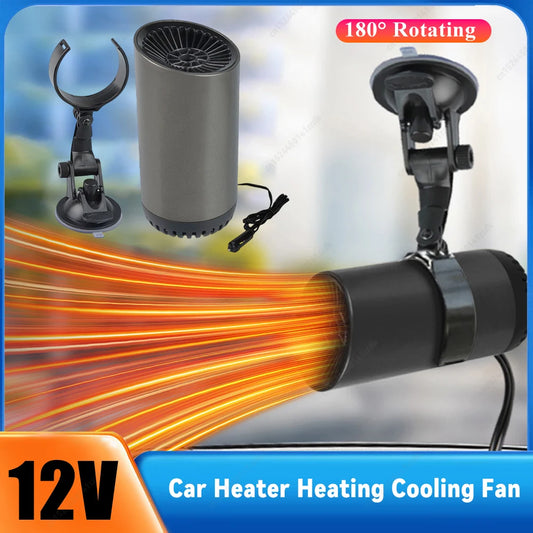 2 in 1 12V 150w Suction Cup Car Heater Windshield Defrost Defogger Car Heat Cool 360° Rotatable Car Accessories Portable Heater
