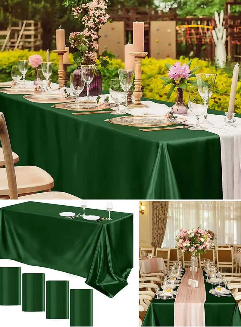 Rectangle Wedding Satin Large Tablecloth Bright Smooth Silk Table Cover Anniversary Dining Party high-end Table Decor