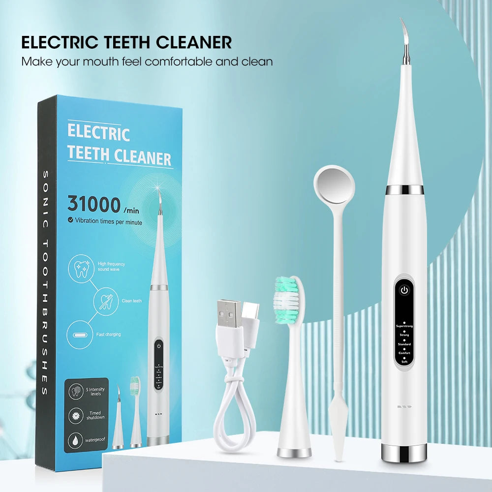 Electric Ultrasonic Dental Scaler 5 Modes Calculus Oral Tartar Remover Tooth Stain Cleaner Teeth Whitening Oral Care