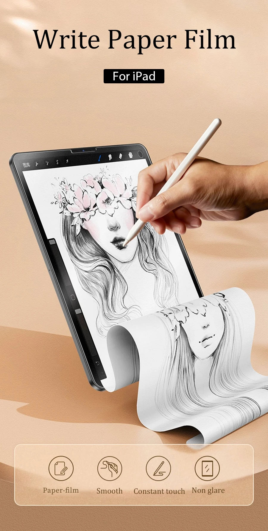 Matte Screen Protector For iPad A16 Pro 13 11th M4 M5 12.9 Air 11 M2 M3 5 4 3 10 9 9th 10th Generation Mini 6 7 Like Paper Film