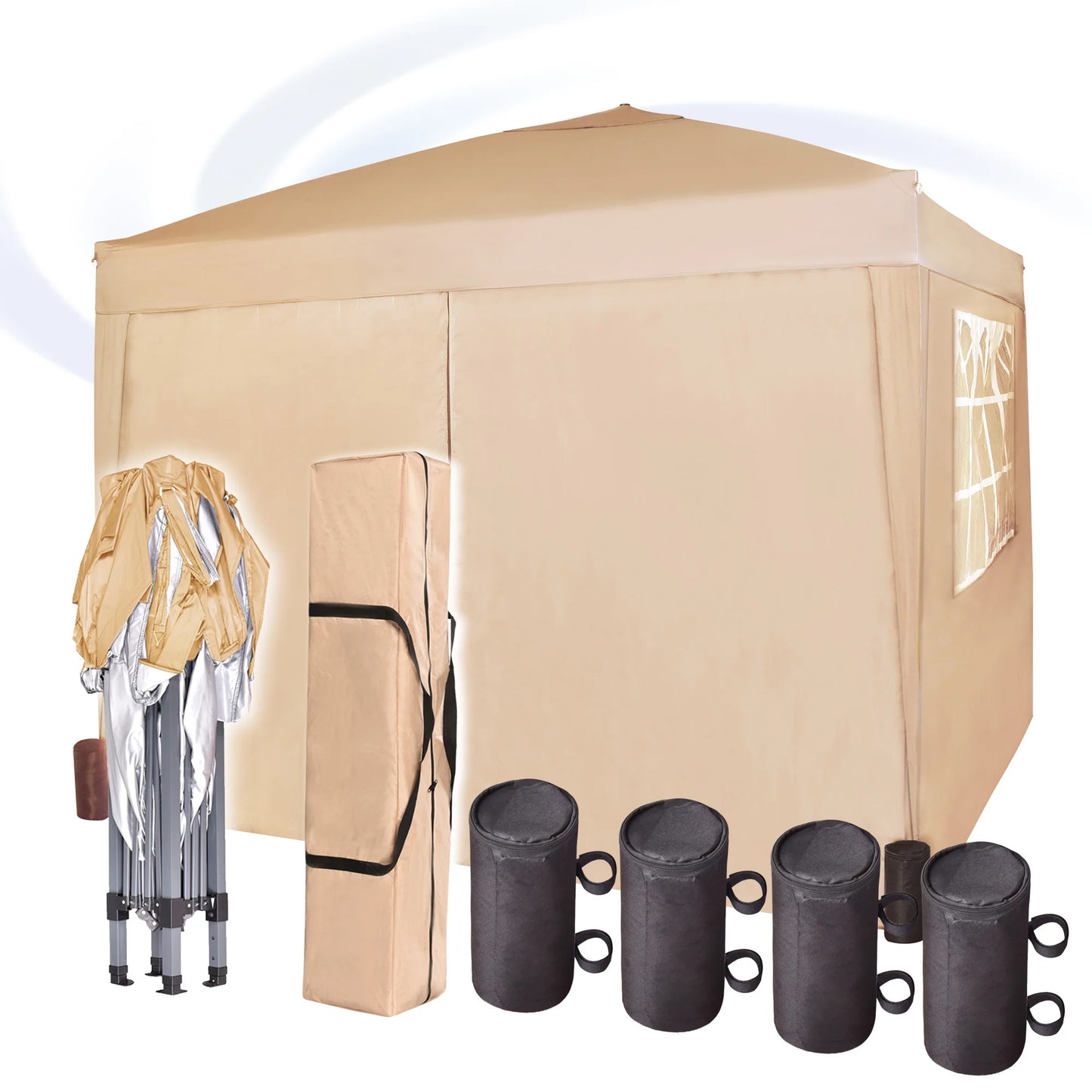 mcc direct Pop-up Gazebo 3m x 3m with Sides & 4 Weight Bags & Silver Protective Layer Waterproof Marquee Canopy WS