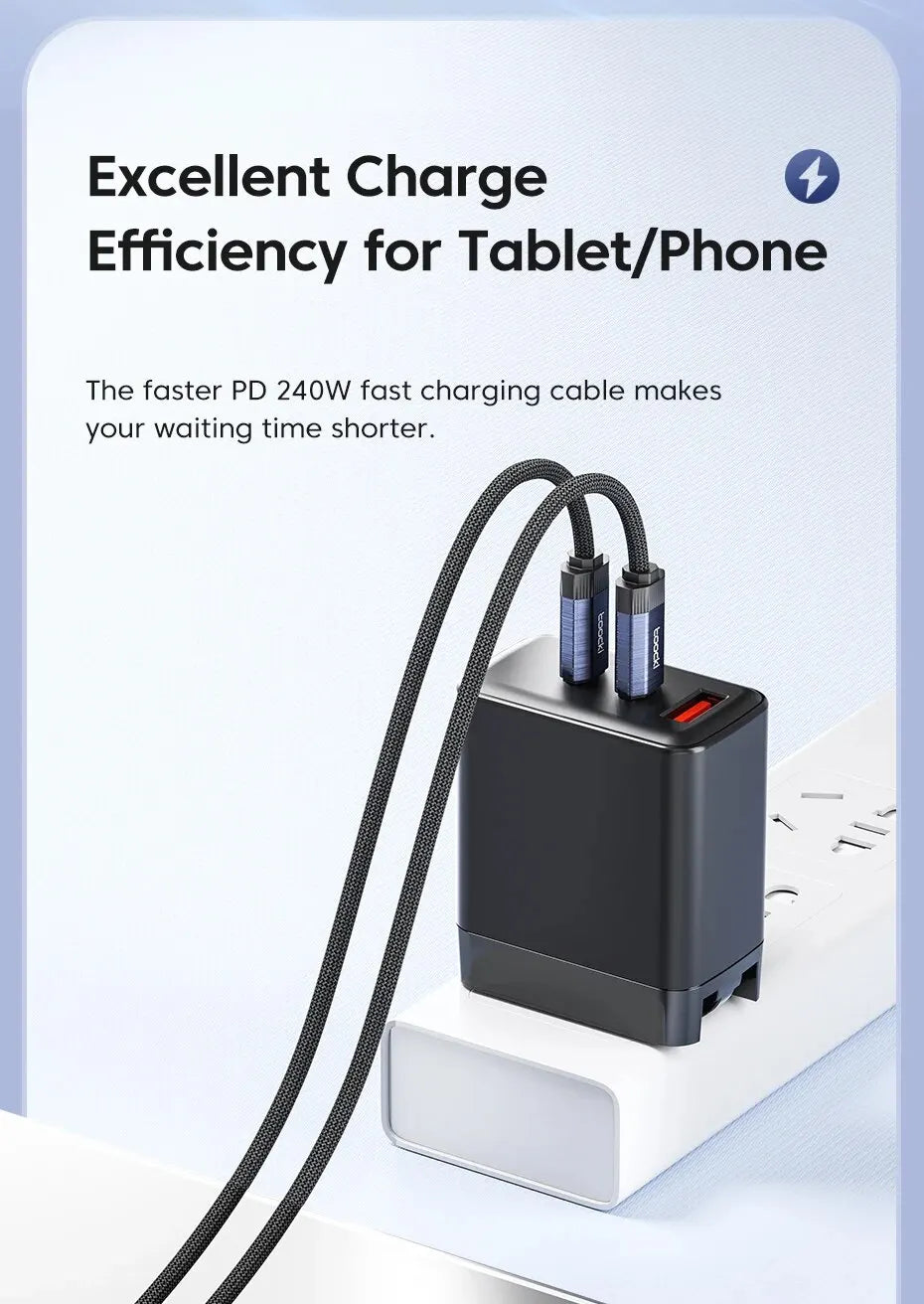 Toocki 240W USB C to USB Type C Cable 48V 5A PD3.1 Super Fast Charging for iPhone 15 ProMax Samsung S23 MacBook Hauwei Xiaomi