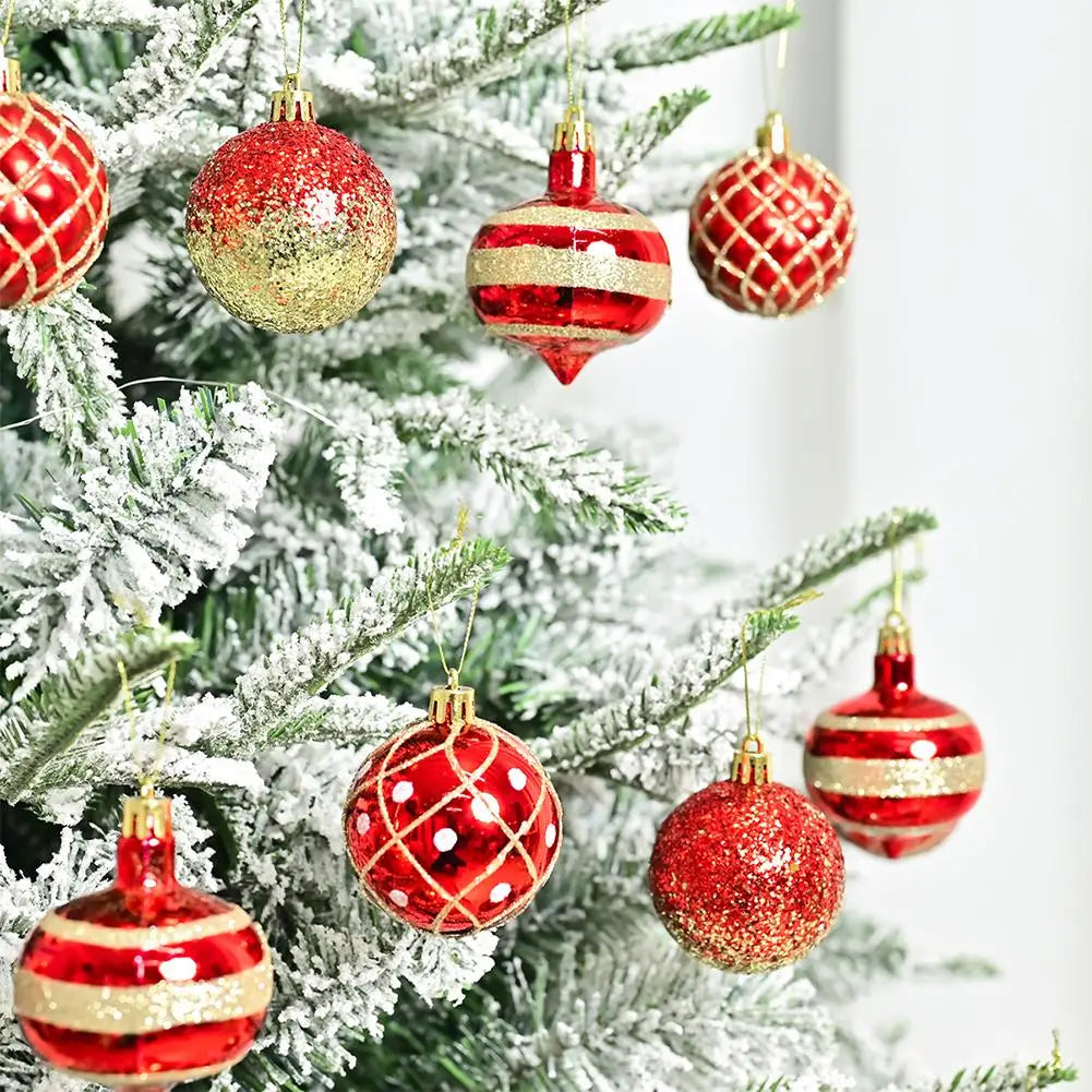 16PCs/Box 6cm Shiny Glitter Christmas Ball Ornaments Shatterproof Christmas Tree Hanging Ornaments Pendants Party Decorations