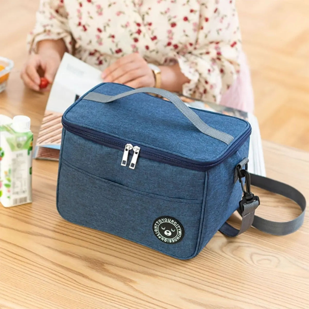 Thermal bag bento bag aluminum foil thickened lunch box thermal bag with rice shoulder strap bento bag one pack