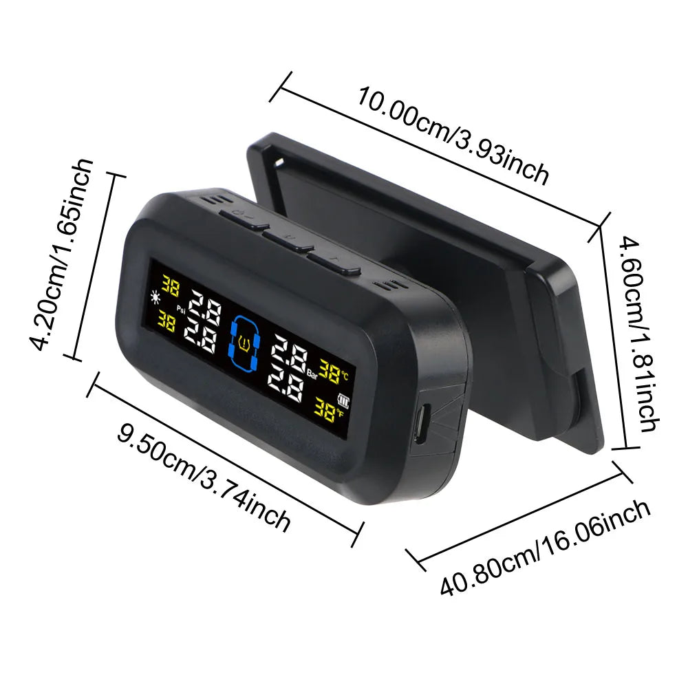 Tire Pressure Monitoring System Temperature Warning New C External Battery Version Sensors Solar TPMS Car Tyre Pressure Monitor