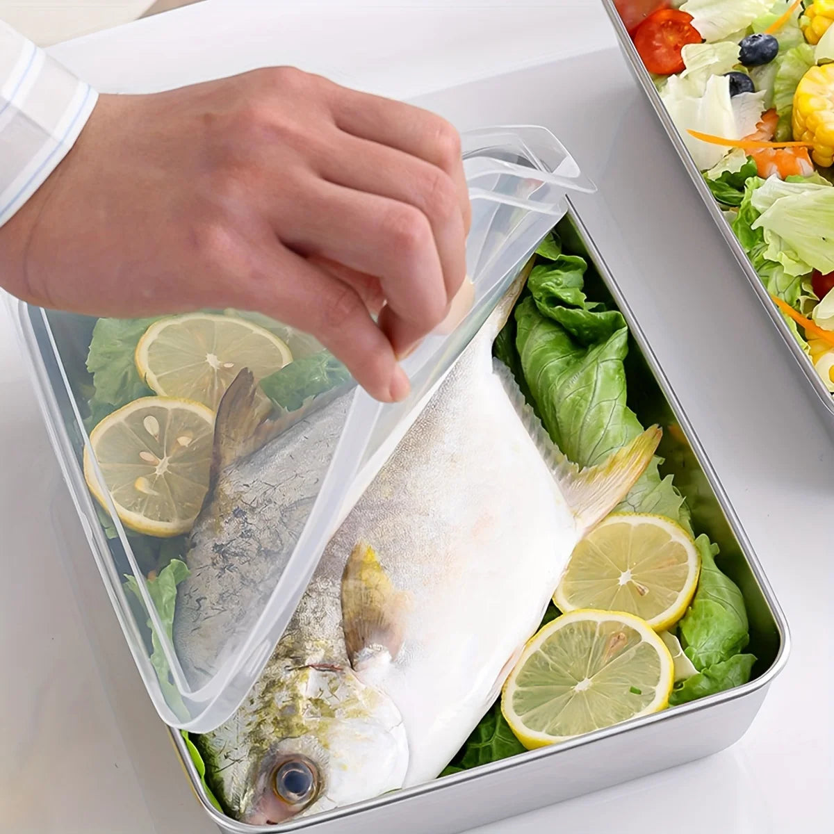 3-Piece Stainless Steel Food Storage Containers Set - Airtight BPA-Free Kitchen Organizers for Fridge/Pantry/Dry Goods