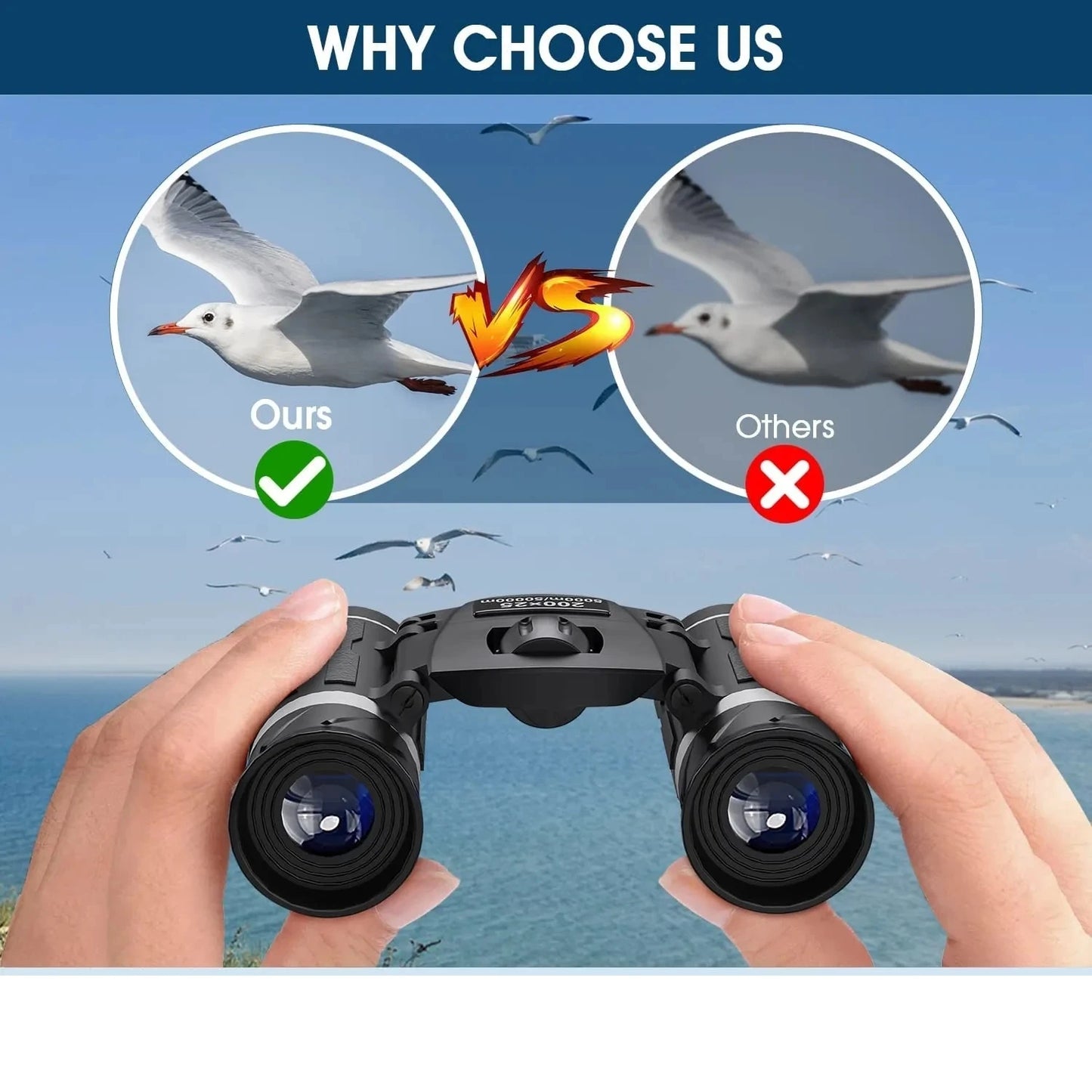 9000x25 HD Zoom Portable Powerful Binoculars Long Range BAK4 Telescope Jumelles Folding Optics for Outdoor Hunting Camping
