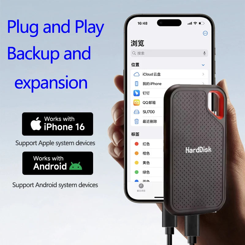 Slim Portable External SSD 128TB Hard Disk High Speed 4TB for Notebook Computer Reliable Storage Devices in 1TB and 16TB Sizes