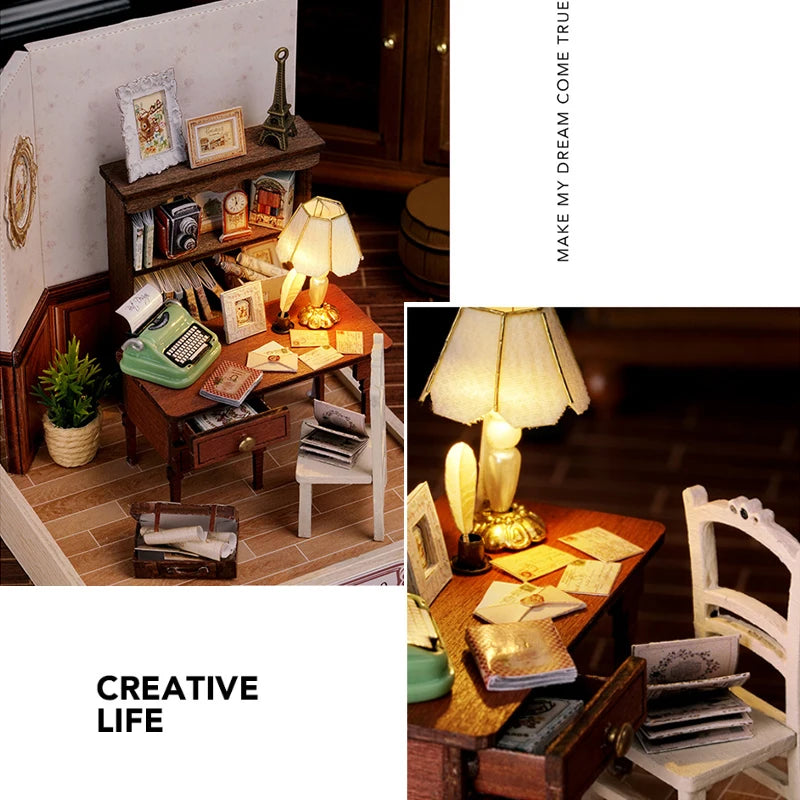 DIY Miniature Dollhouse Kit Assemble Puzzle 3D Wooden House Room Craft With Furniture LED Lights For Friends Birthday Gift Toys
